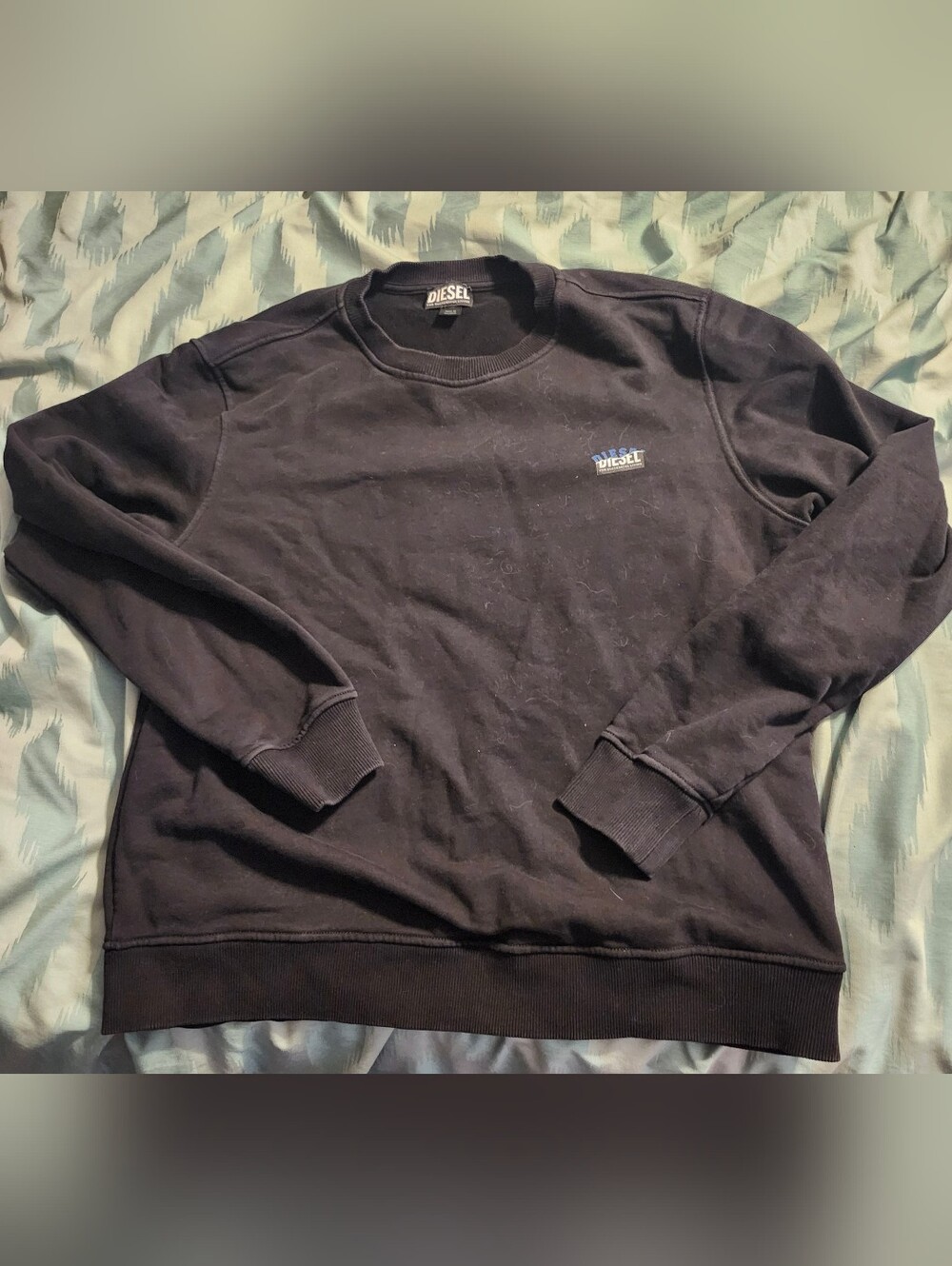 Diesel Black Crewneck Sweatshirt with Small Logo On The Front Men's Size Large